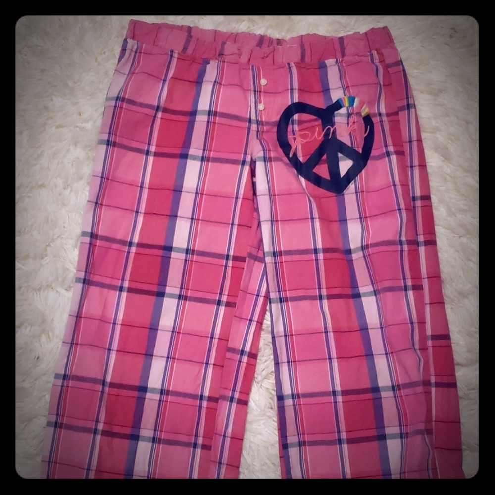 PINK plaid pajama bottoms